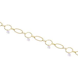 Pulsera Plata Esterlina 925 Óvalos Circonita Revestido en Oro 18kt