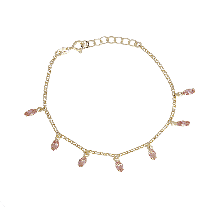 Pulsera Plata Esterlina 925 Rosa Francia Revestido Oro 18kt 1