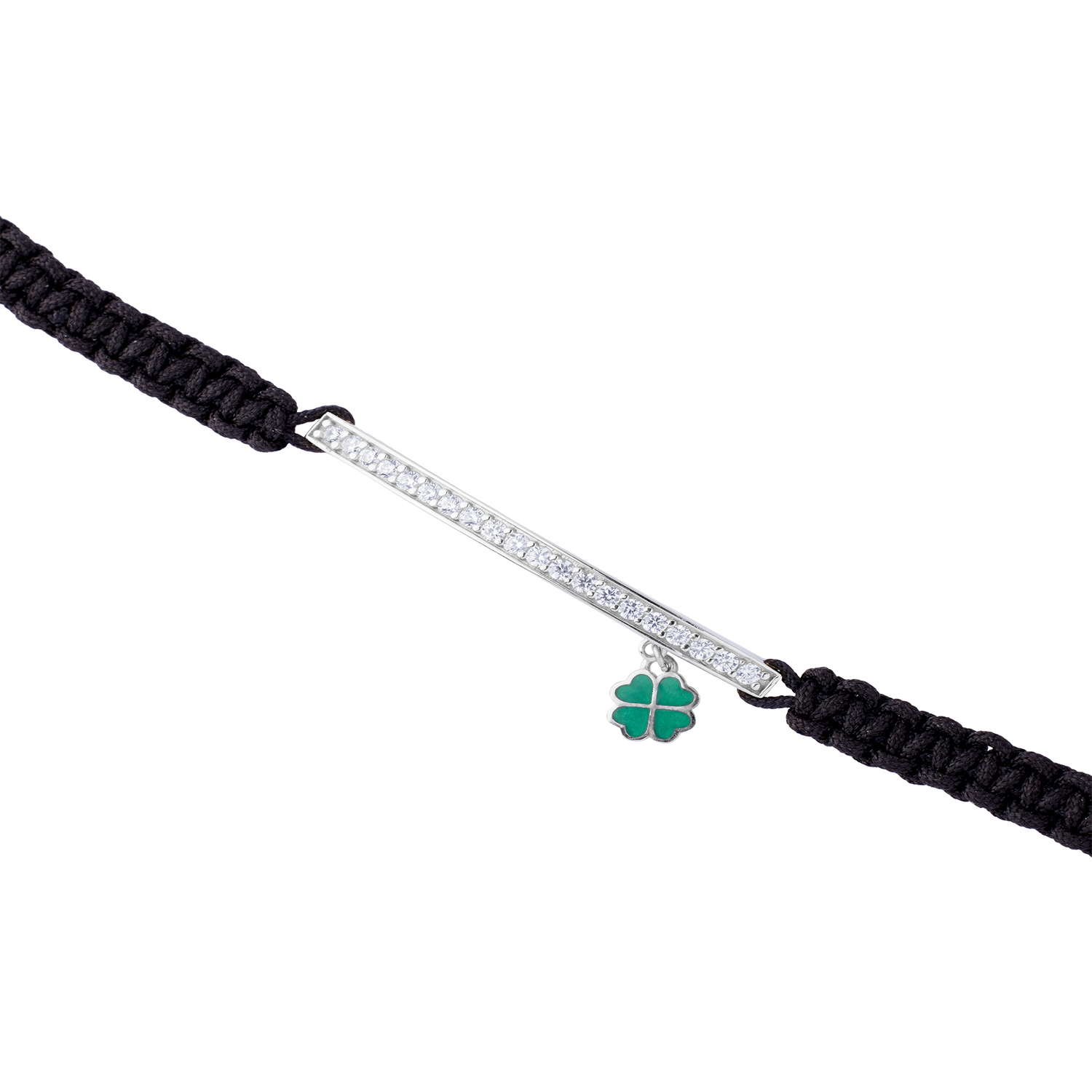 Pulsera de Plata Esterlina 925 Hilo Negro Trebol 1
