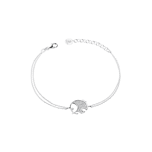 Pulsera de Plata Esterlina 925 Elefante Redondo Circonita