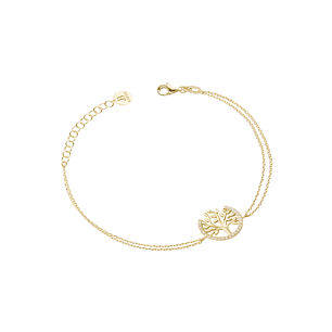 Pulsera de Plata Esterlina 925 Arbol Familia Revestido en Oro 18kt