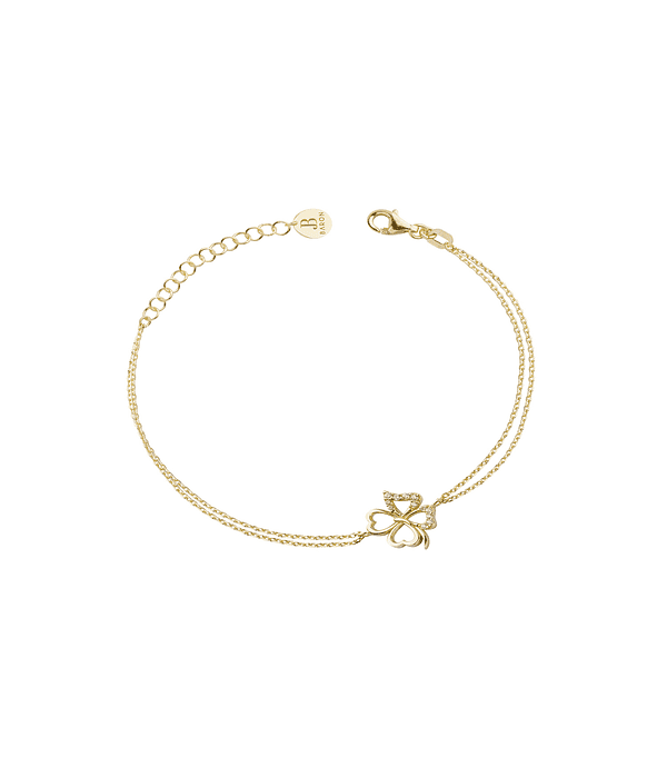 Pulsera de Plata Esterlina 925 Trebol Circon Bañado en Oro 18kt