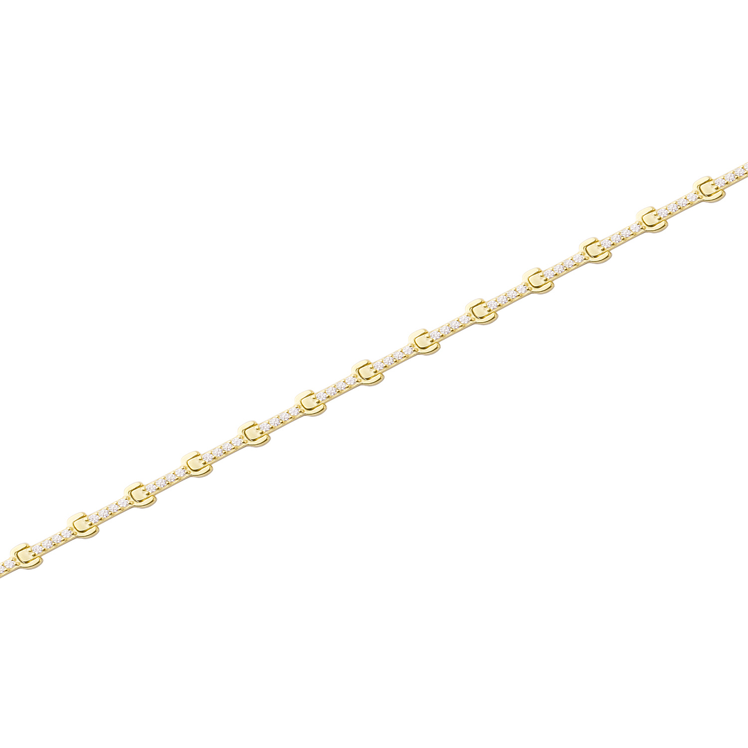 Pulsera Plata Esterlina 925 Rígida Circonita Revestido en Oro 18kt 1