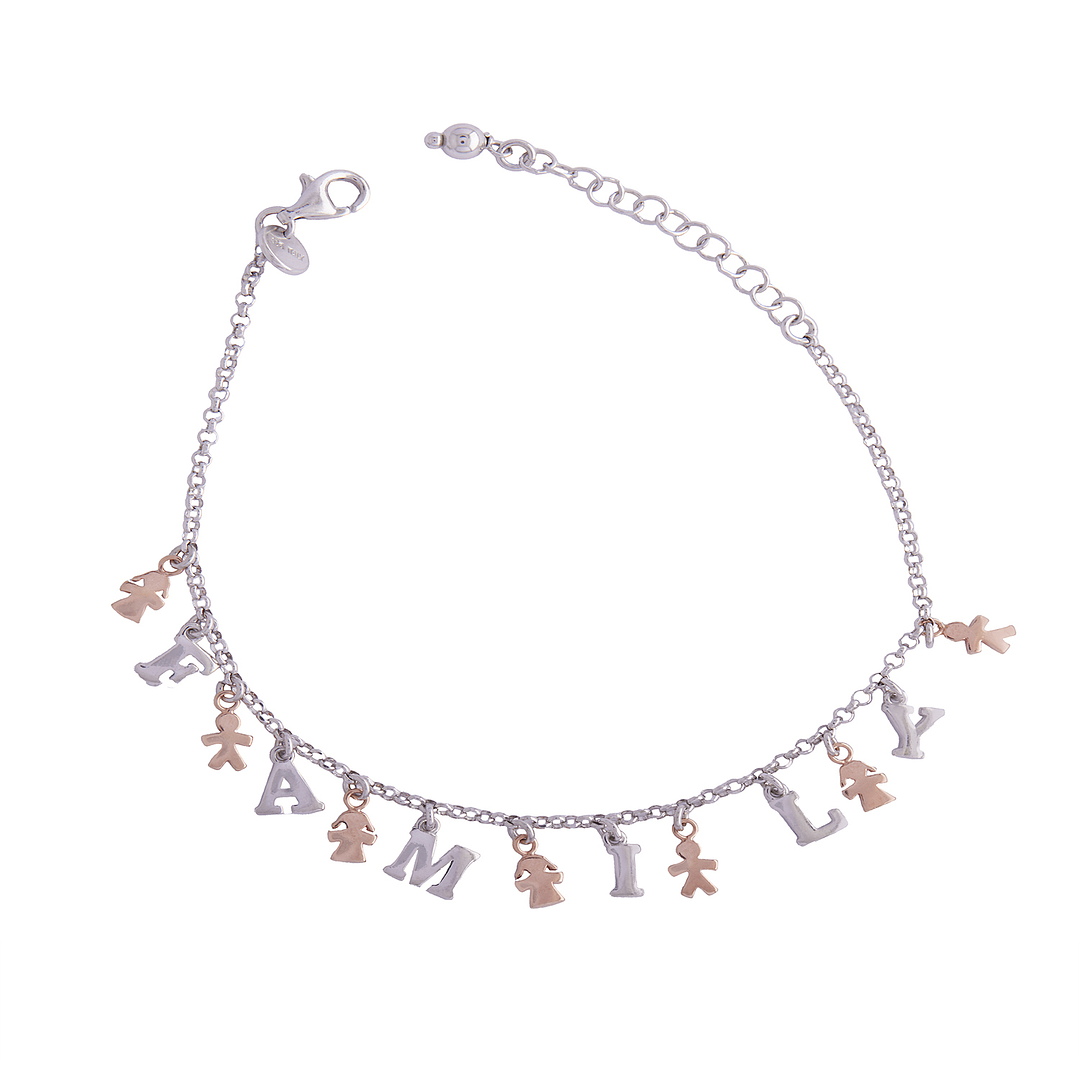 Pulsera de Plata Esterlina 925 Letras Familia 3