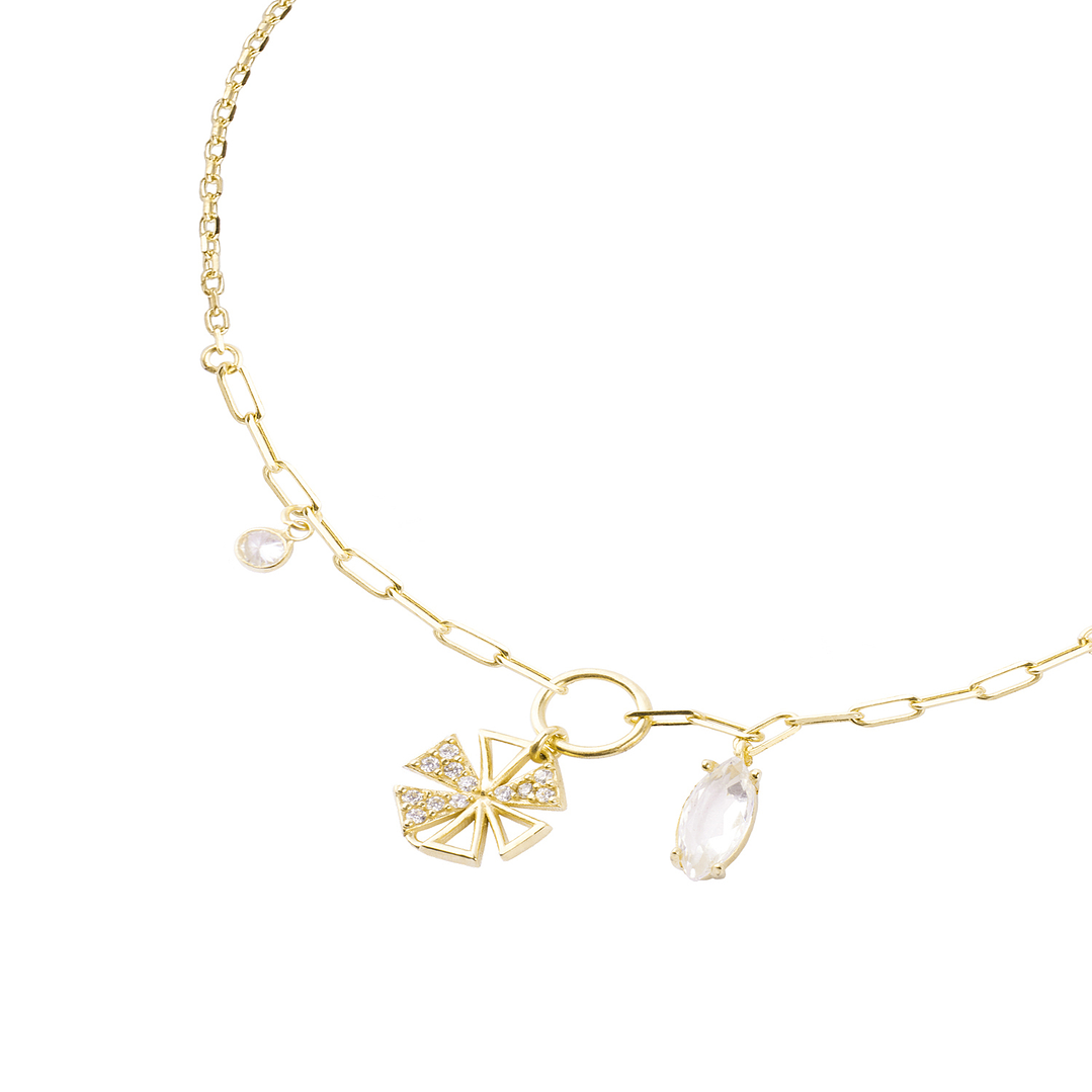 Pulsera Plata Esterlina 925 Ajustable Circonita Revestido en Oro 18kt 3