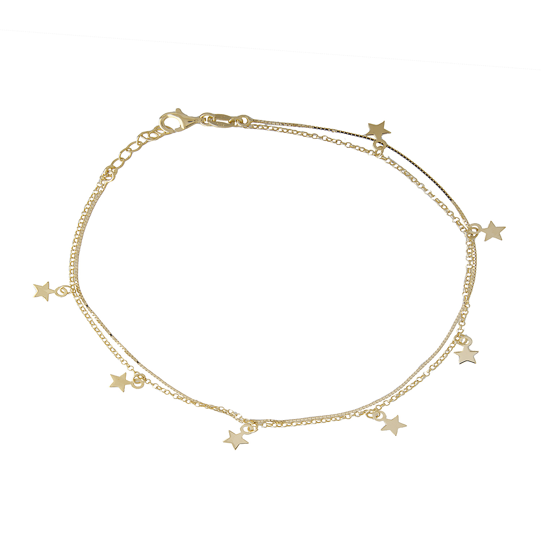 Pulsera de Plata Esterlina 925 Siete Estrellas Revestido en Oro 18kt 1