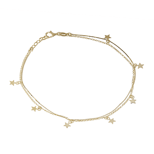 Pulsera de Plata Esterlina 925 Siete Estrellas Revestido en Oro 18kt