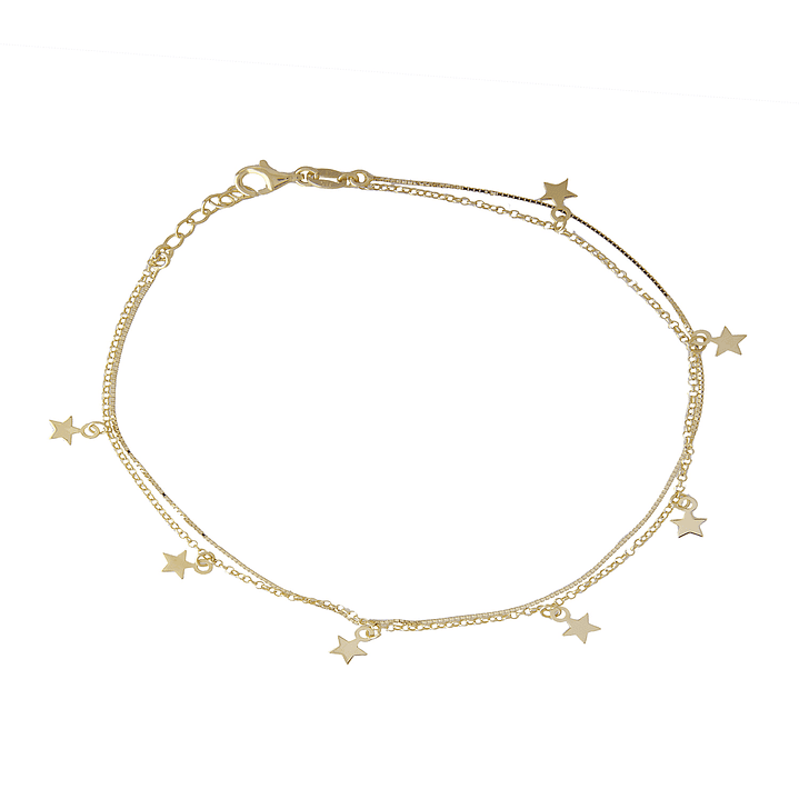 Pulsera de Plata Esterlina 925 Siete Estrellas Revestido en Oro 18kt 1