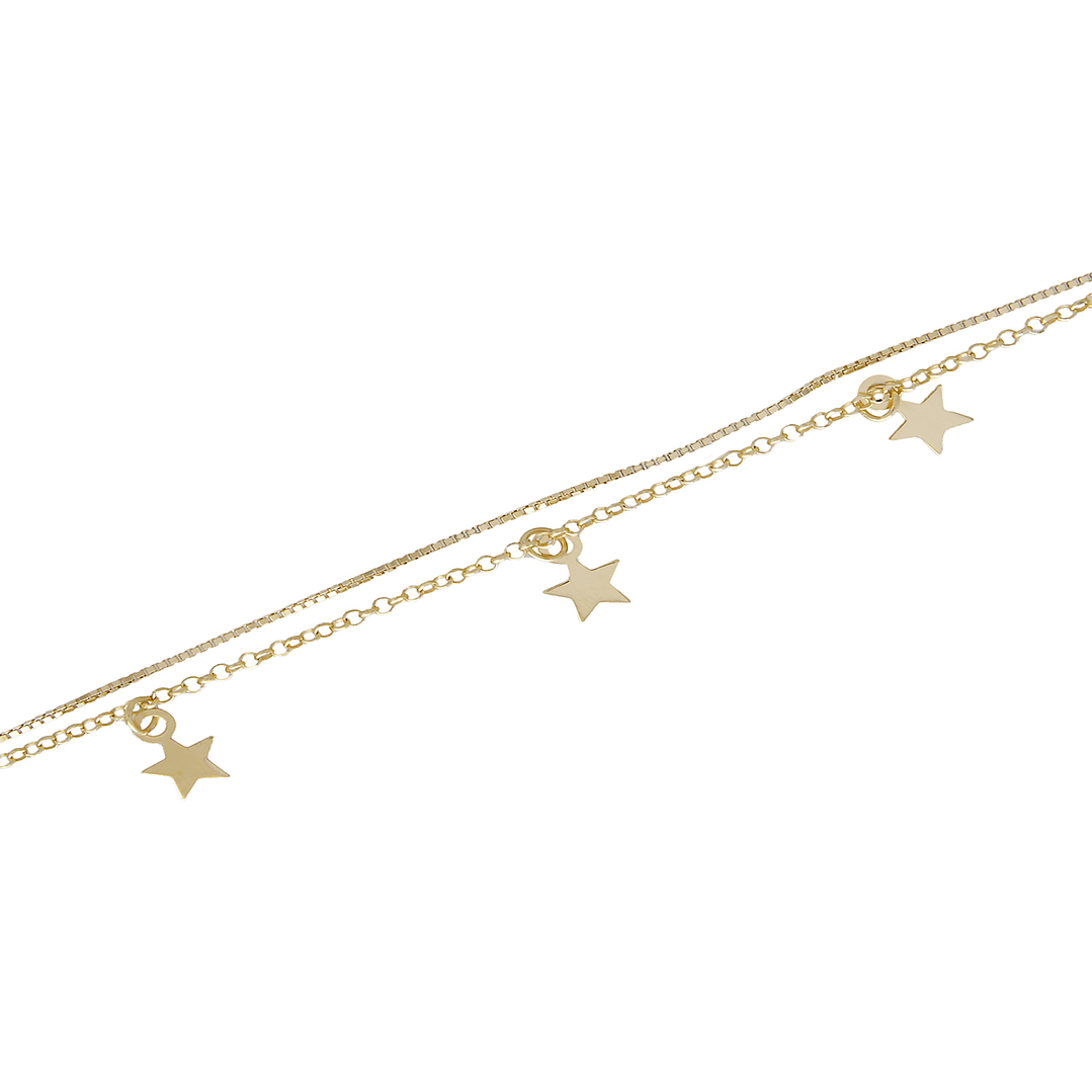 Pulsera de Plata Esterlina 925 Siete Estrellas Revestido en Oro 18kt 2