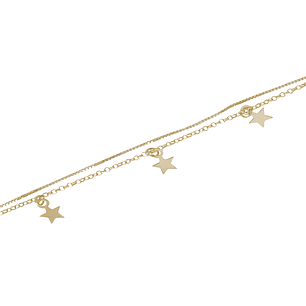 Pulsera de Plata Esterlina 925 Siete Estrellas Revestido en Oro 18kt