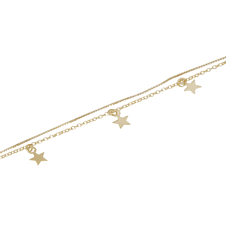 Pulsera de Plata Esterlina 925 Siete Estrellas Revestido en Oro 18kt 2