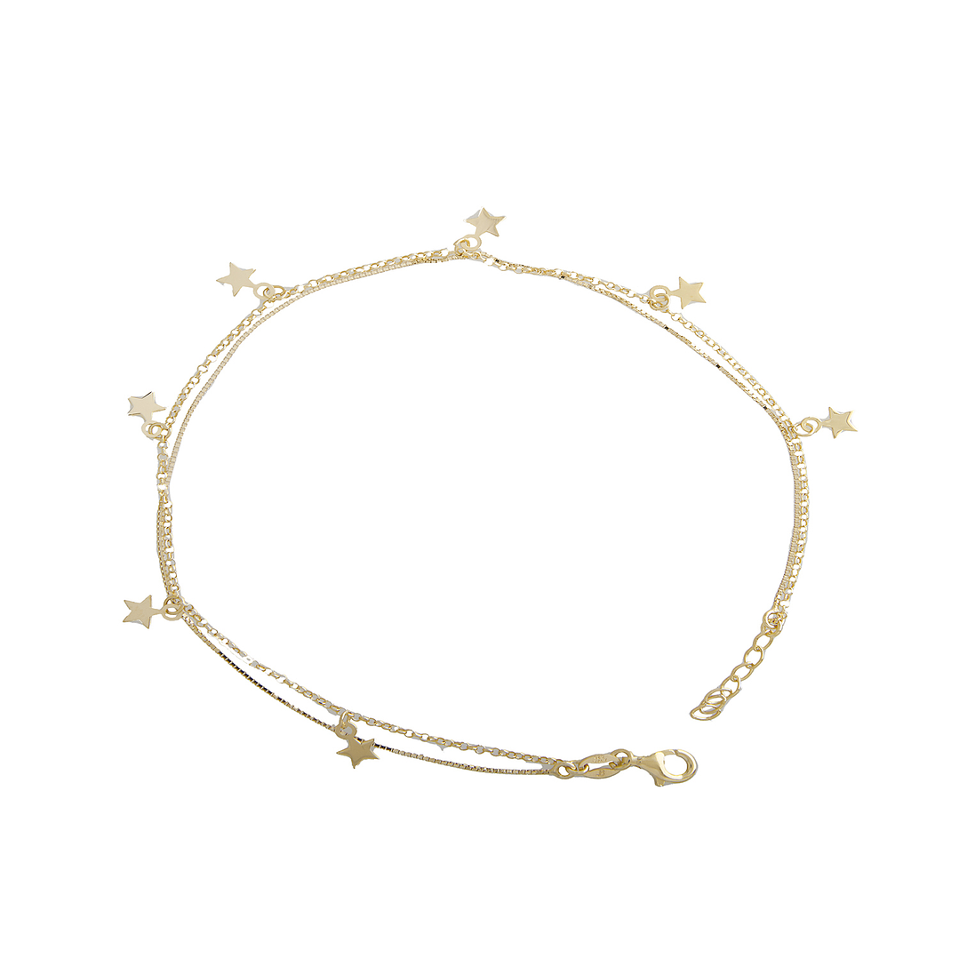 Pulsera de Plata Esterlina 925 Siete Estrellas Revestido en Oro 18kt 3