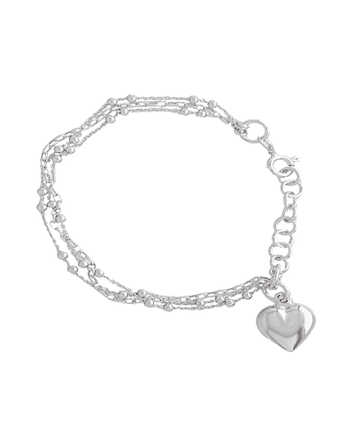 Pulsera de Plata Esterlina 925 Corazon Colgante