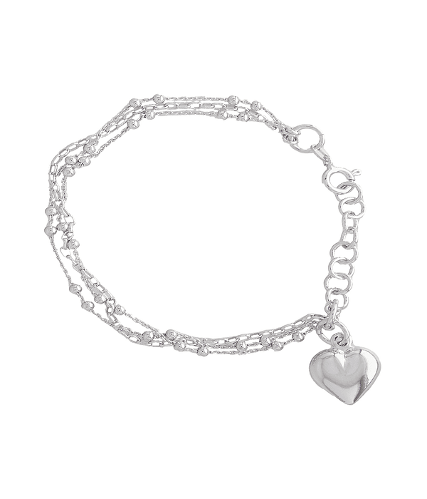 Pulsera de Plata Esterlina 925 Corazon Colgante