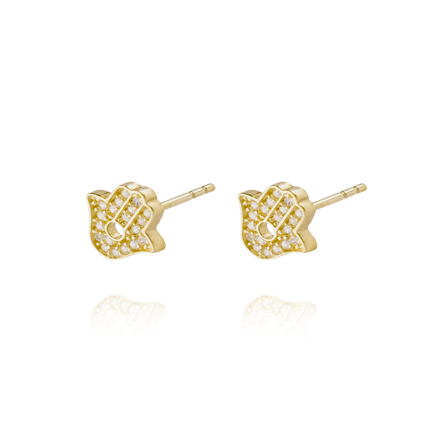 Aros de Oro 18kt Mano Fatima Circón 2
