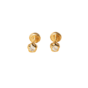 Aros de Oro 14kt Flor Circon