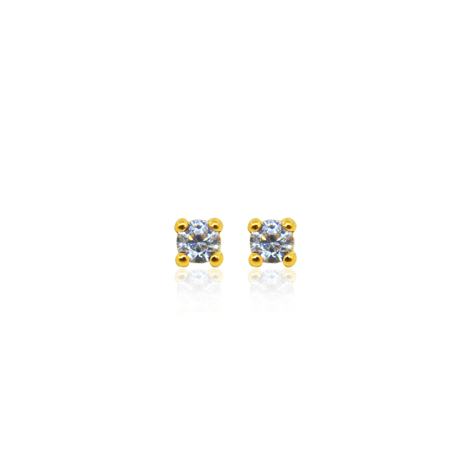 Aros de Oro 14kt Circon Punto Pequeño 2.5mm 1