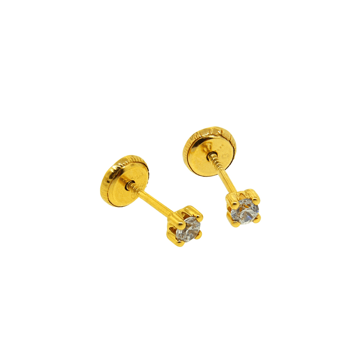 Aros de Oro 14kt Circon Punto Pequeño 2.5mm 3