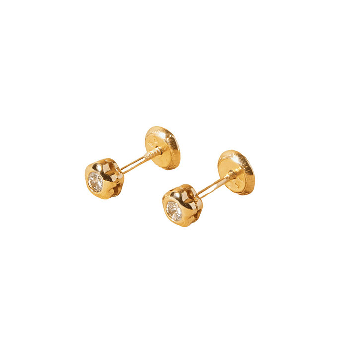 Aros de Oro 9kt Flor Circonita 2