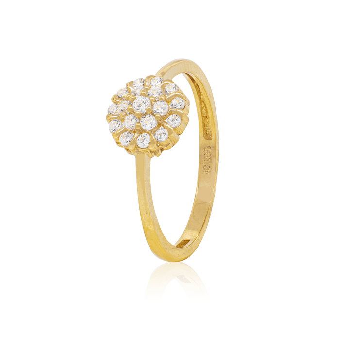 Anillo Compromiso de Oro 18Kt Flor Roseta Grande Circon 1