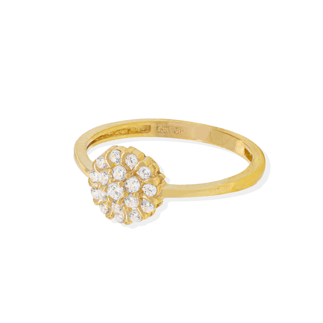 Anillo Compromiso de Oro 18Kt Flor Roseta Grande Circon 3