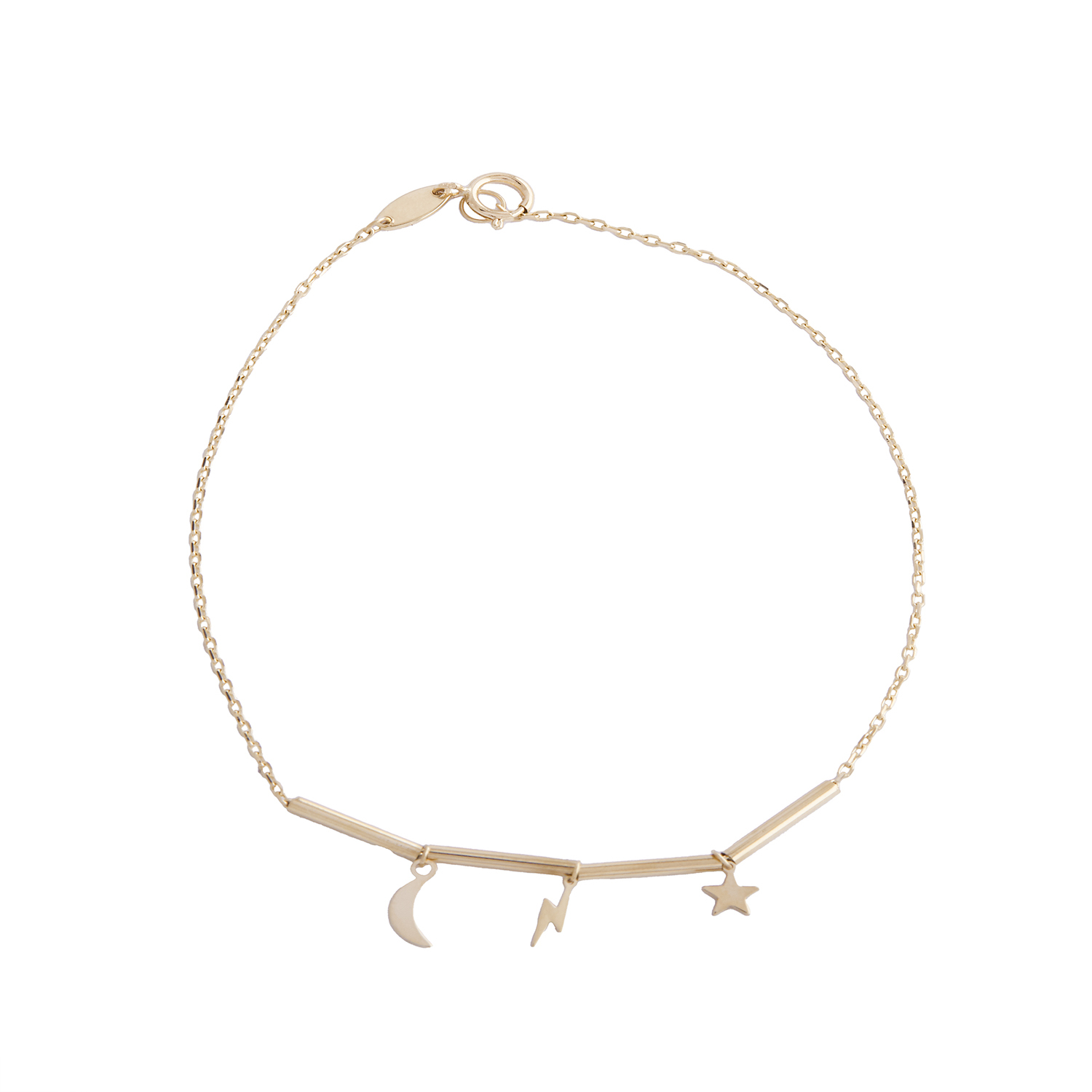 Pulsera de Oro 18kt Estrella Luna 1