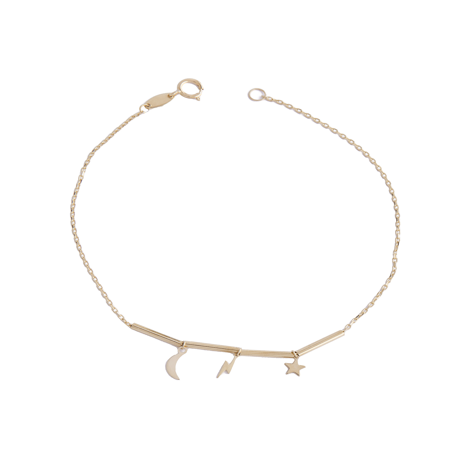 Pulsera de Oro 18kt Estrella Luna 3
