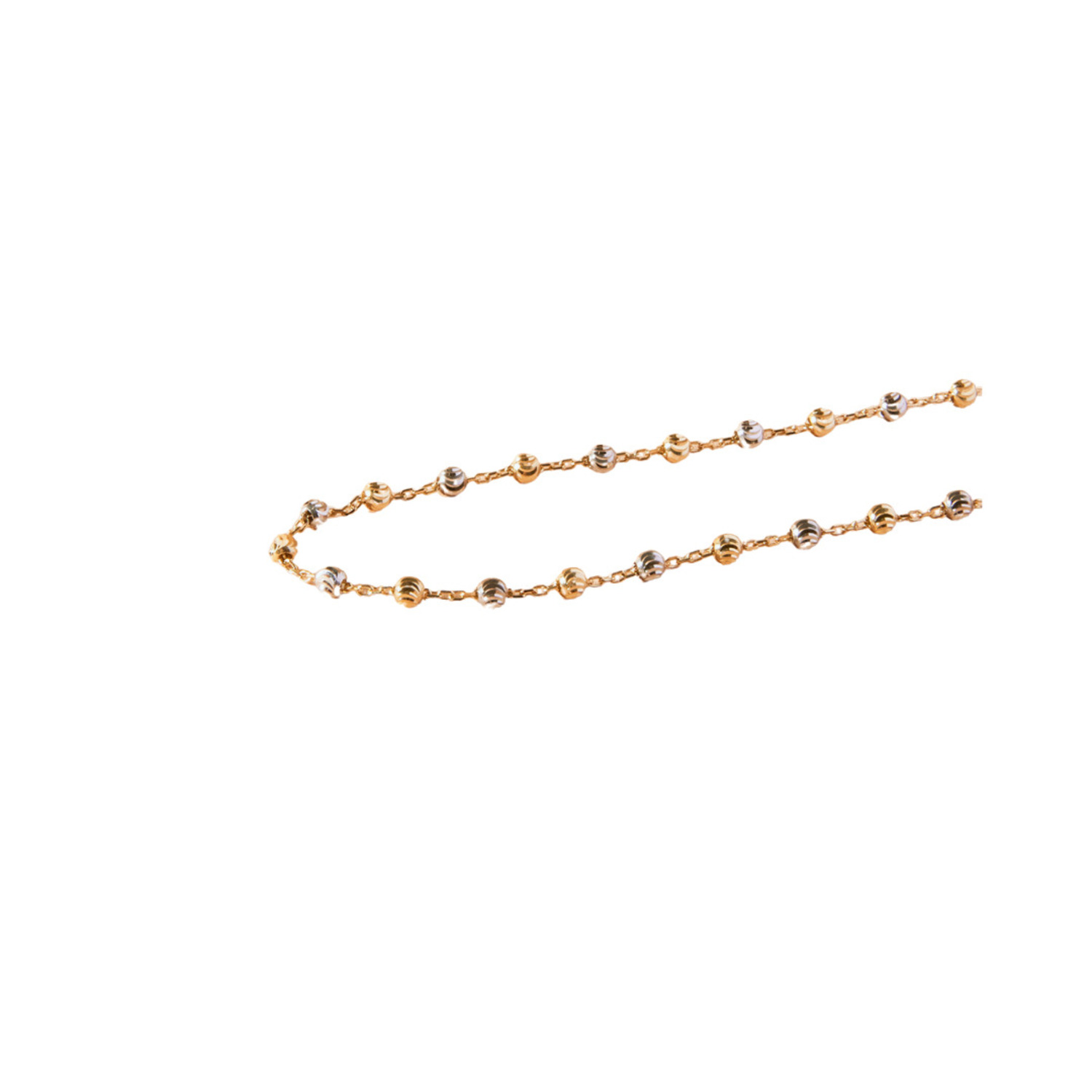 Pulsera de Oro 18kt Corazon con Esferas Bicolor 3