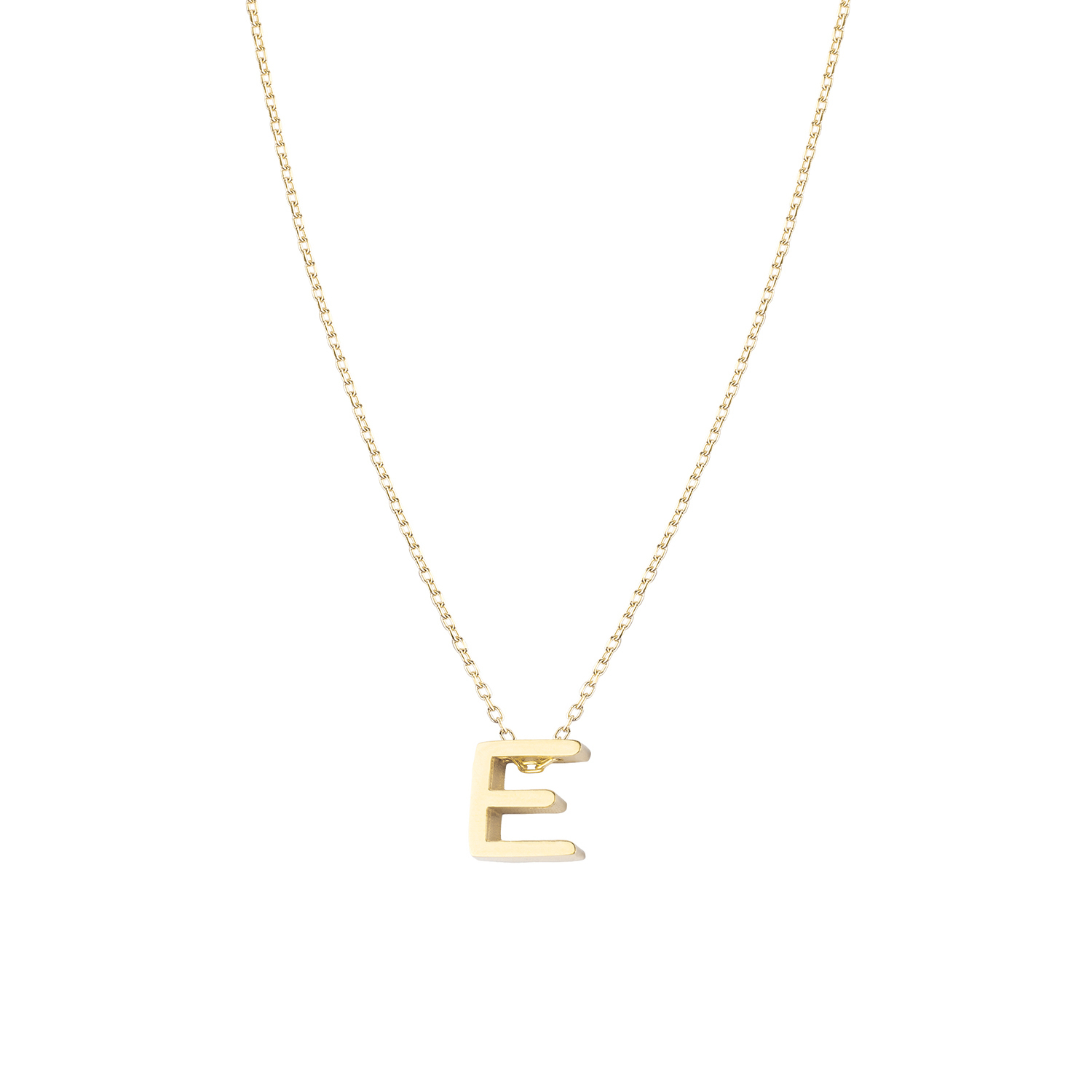 Collar de Plata Esterlina 925 Letra E Revestido en Oro 18kt 3
