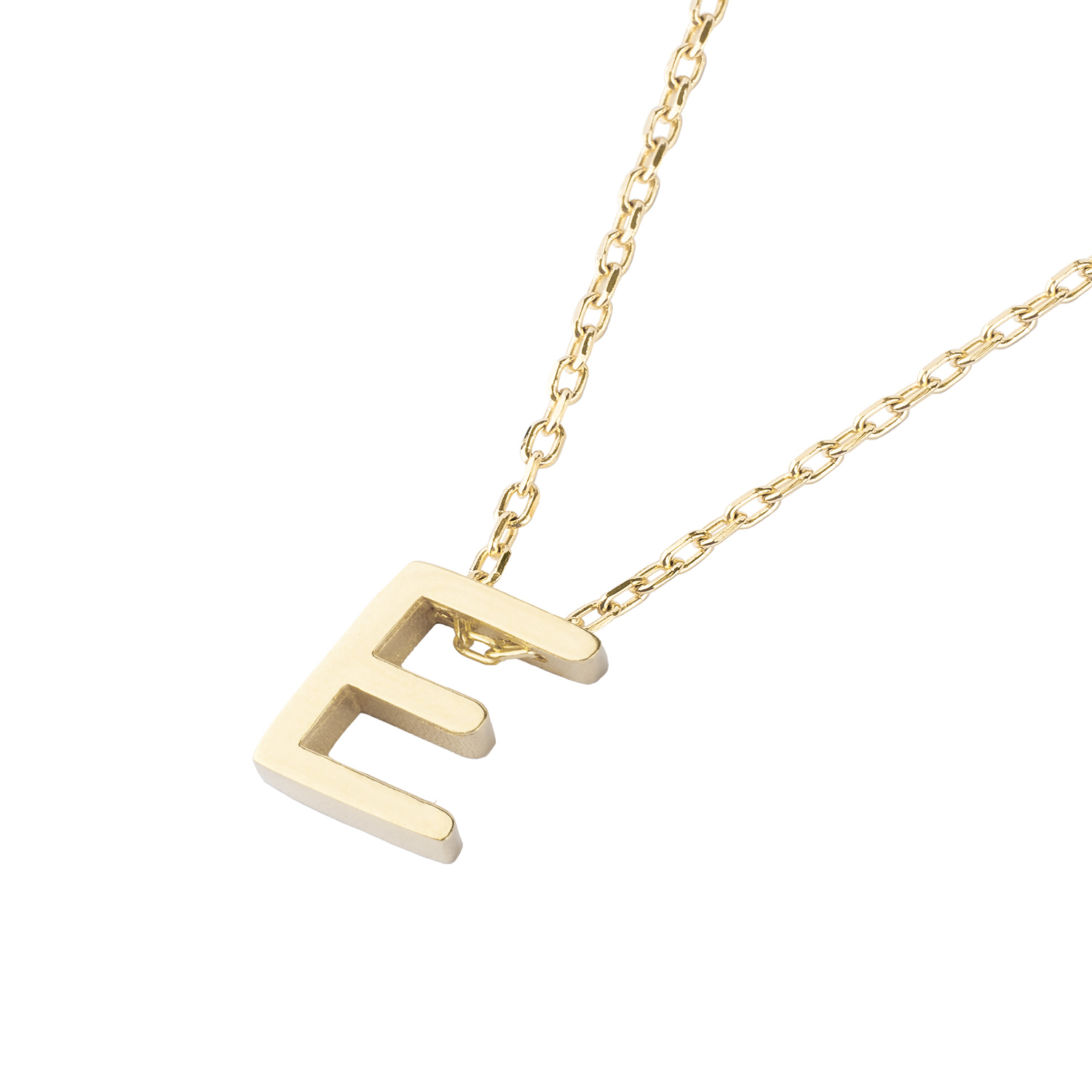 Collar de Plata Esterlina 925 Letra E Revestido en Oro 18kt 1