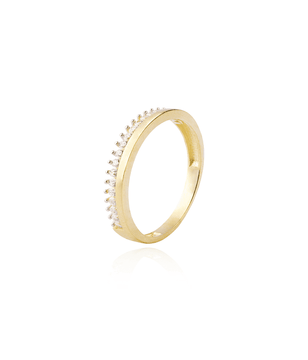 Anillo de oro 18kt Circón medio cintillo riel y grifa