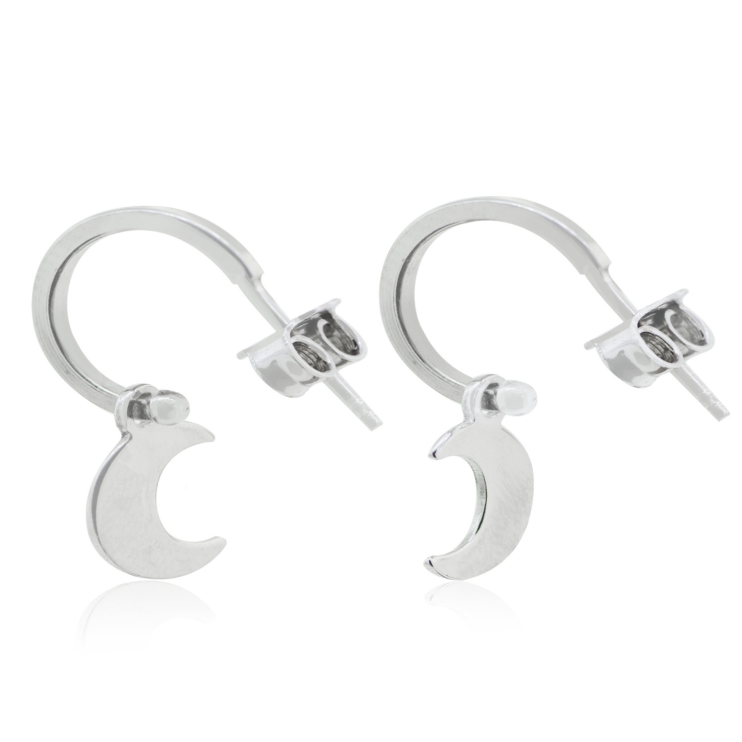 Aros de Plata Esterlina 925 Argollas Luna 2