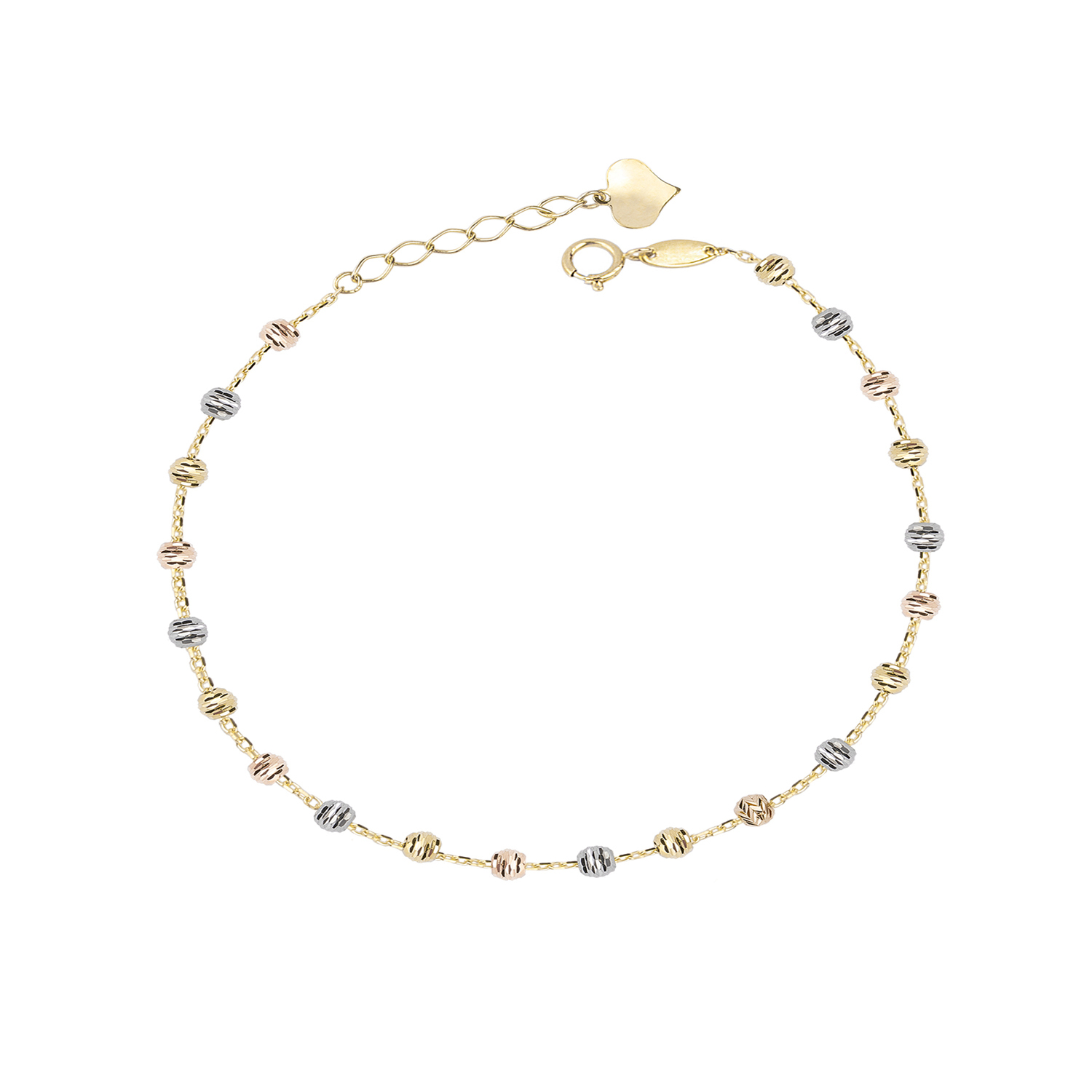 Pulsera de Oro 18kt Bolitas en Tricolor 1