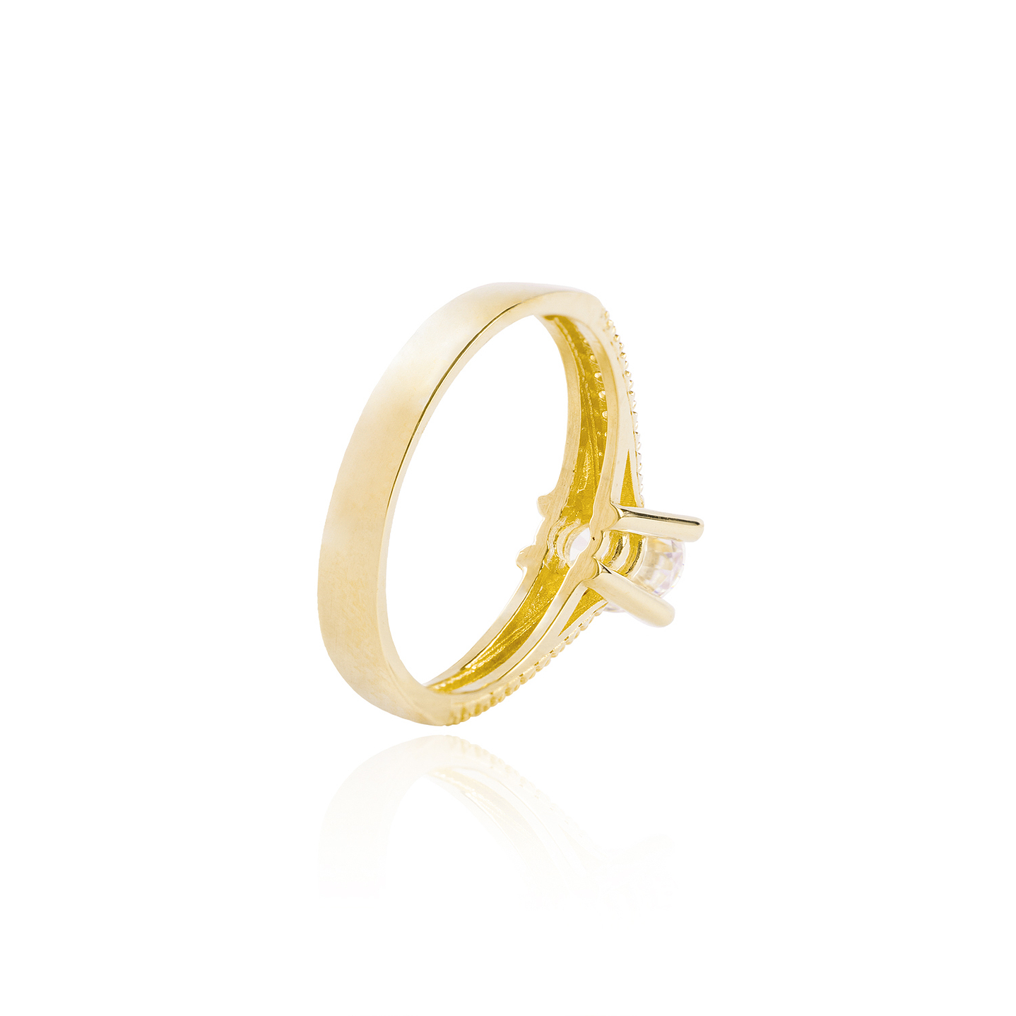 Anillo de oro 18kt Circón 5mm Solitario engaste lateral 2