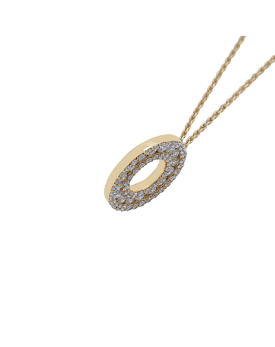 Collar de Oro 18kt con Diamante  Modelo Círculo sin fin 76 Puntos