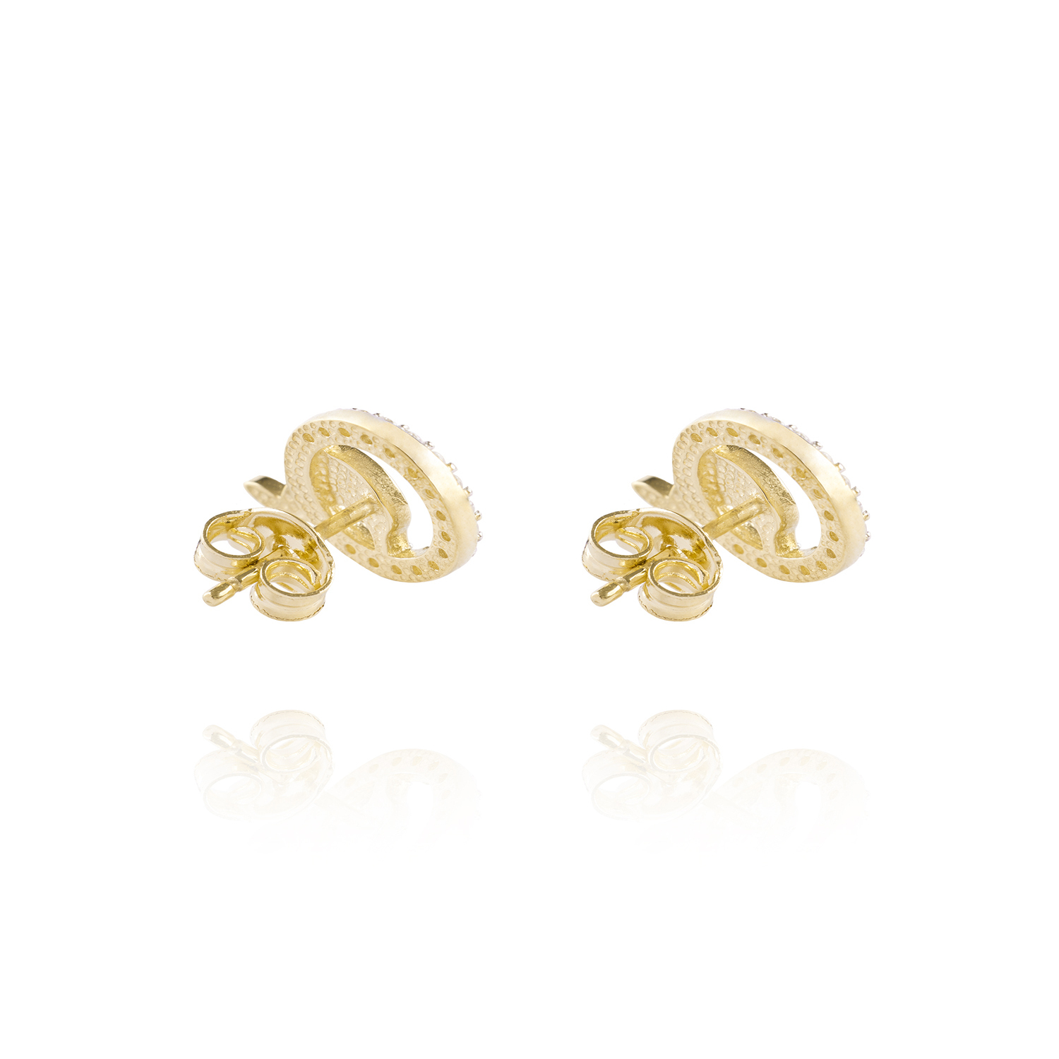 Aros de Oro 18kt Delfin Circón 3
