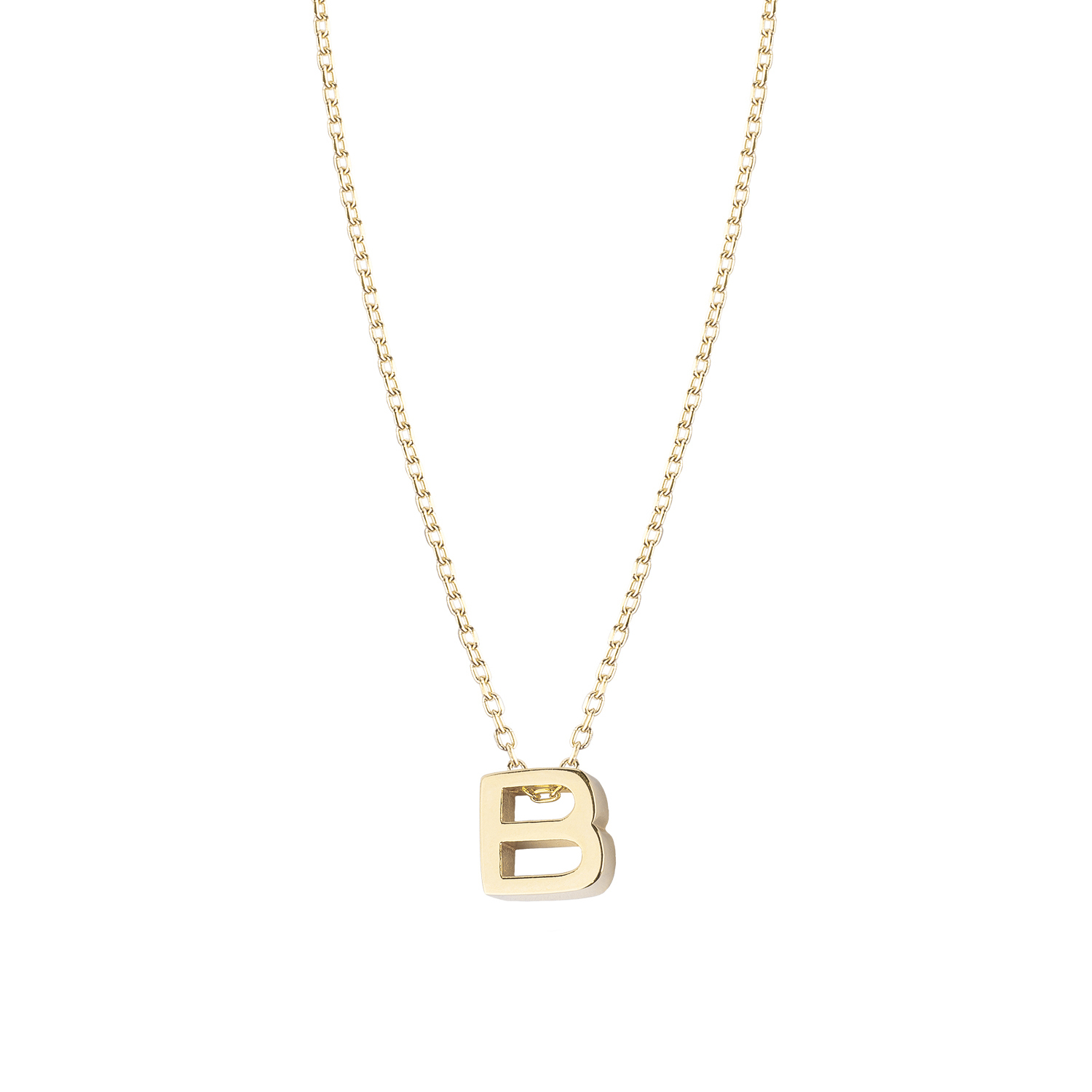 Collar de Plata Esterlina 925 Letra B Revestido en Oro 18kt 3