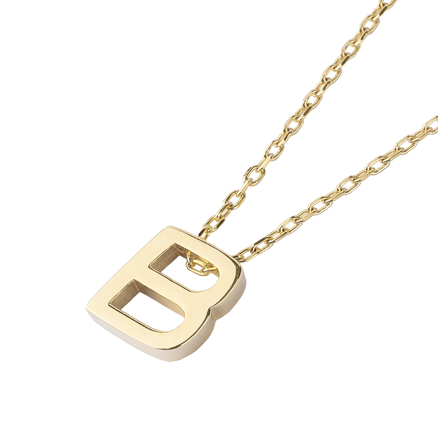 Collar de Plata Esterlina 925 Letra B Revestido en Oro 18kt 1