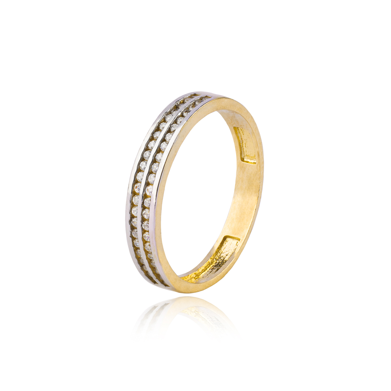 Anillo Compromiso de Oro 18Kt Doble Riel Cintillo Circonita 1