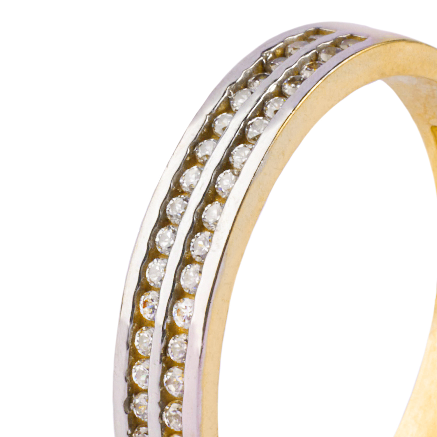 Anillo Compromiso de Oro 18Kt Doble Riel Cintillo Circonita 2