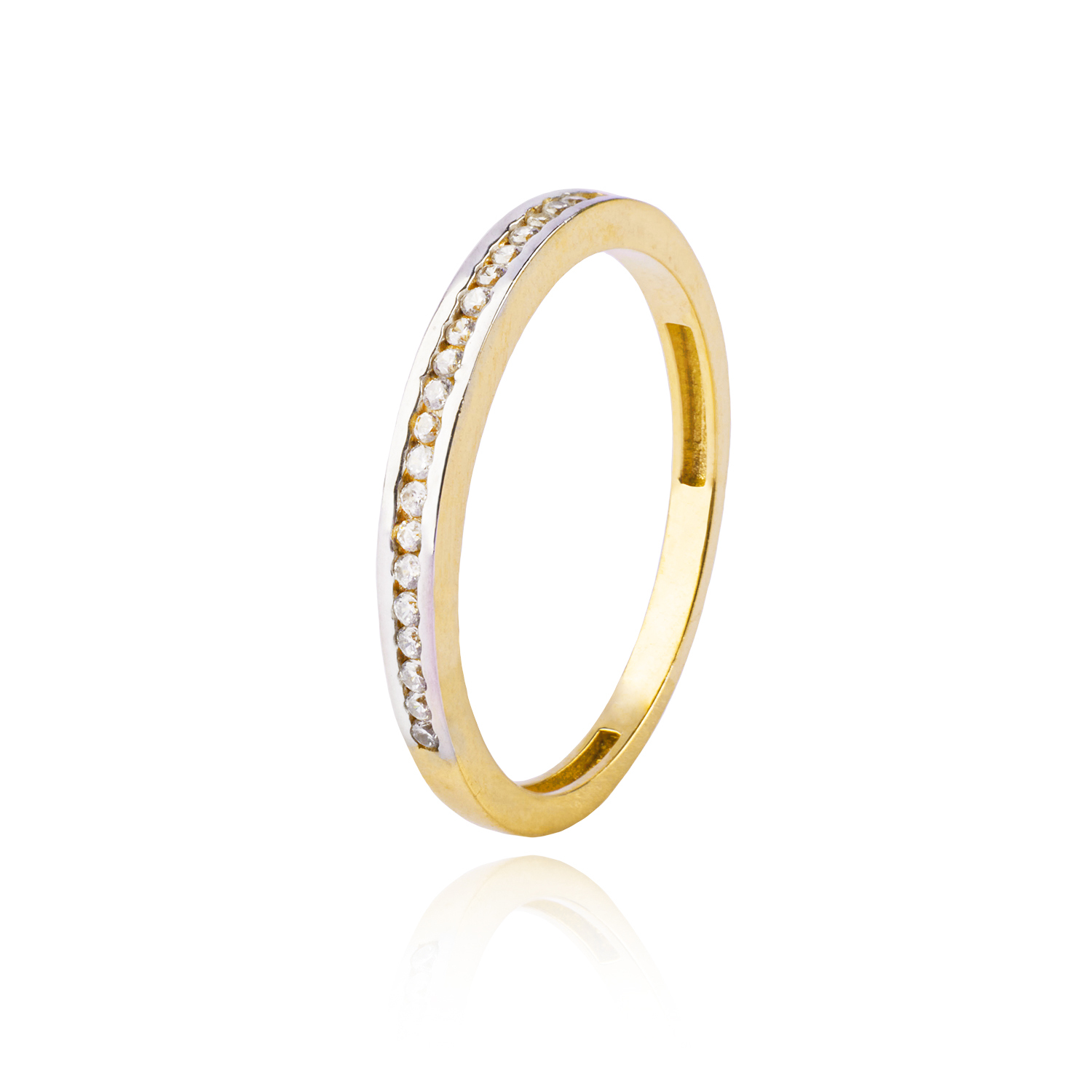 Anillo Compromiso de Oro 18Kt Medio Cintillo Riel AUB 1