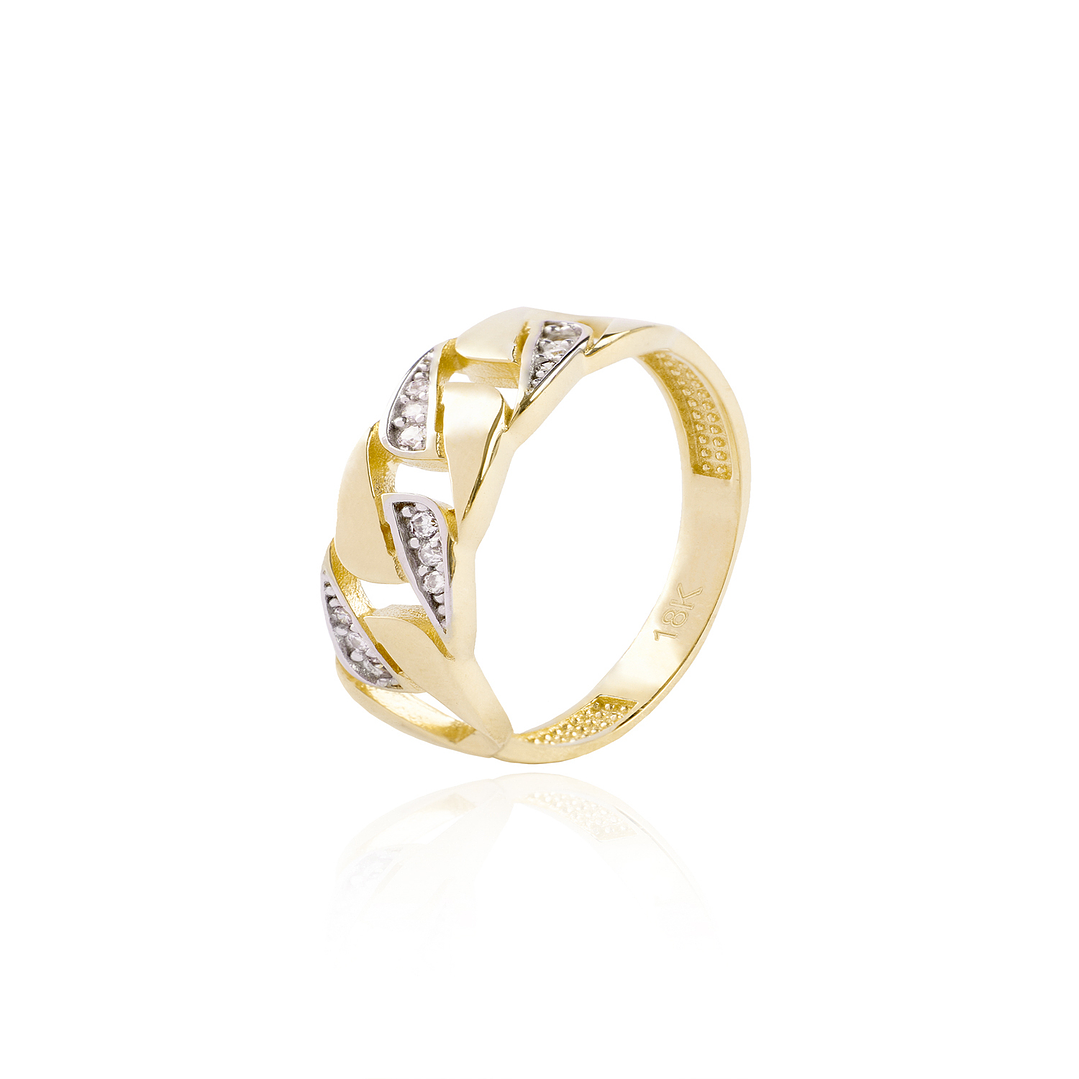 Anillo de oro 18kt Circón trenza 1