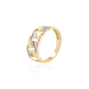 Anillo de oro 18kt Circón trenza