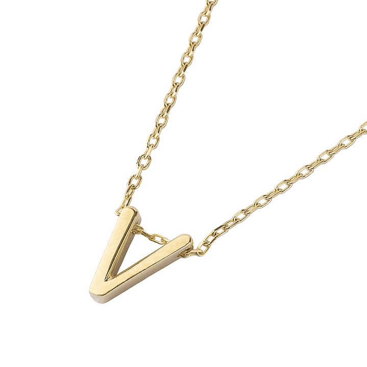 Collar de Plata Esterlina 925 Letra V Revestido en Oro 18kt 1