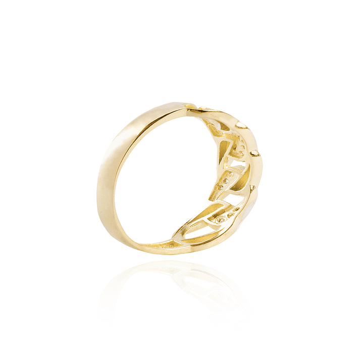 Anillo de oro 18kt Circón trenza 2