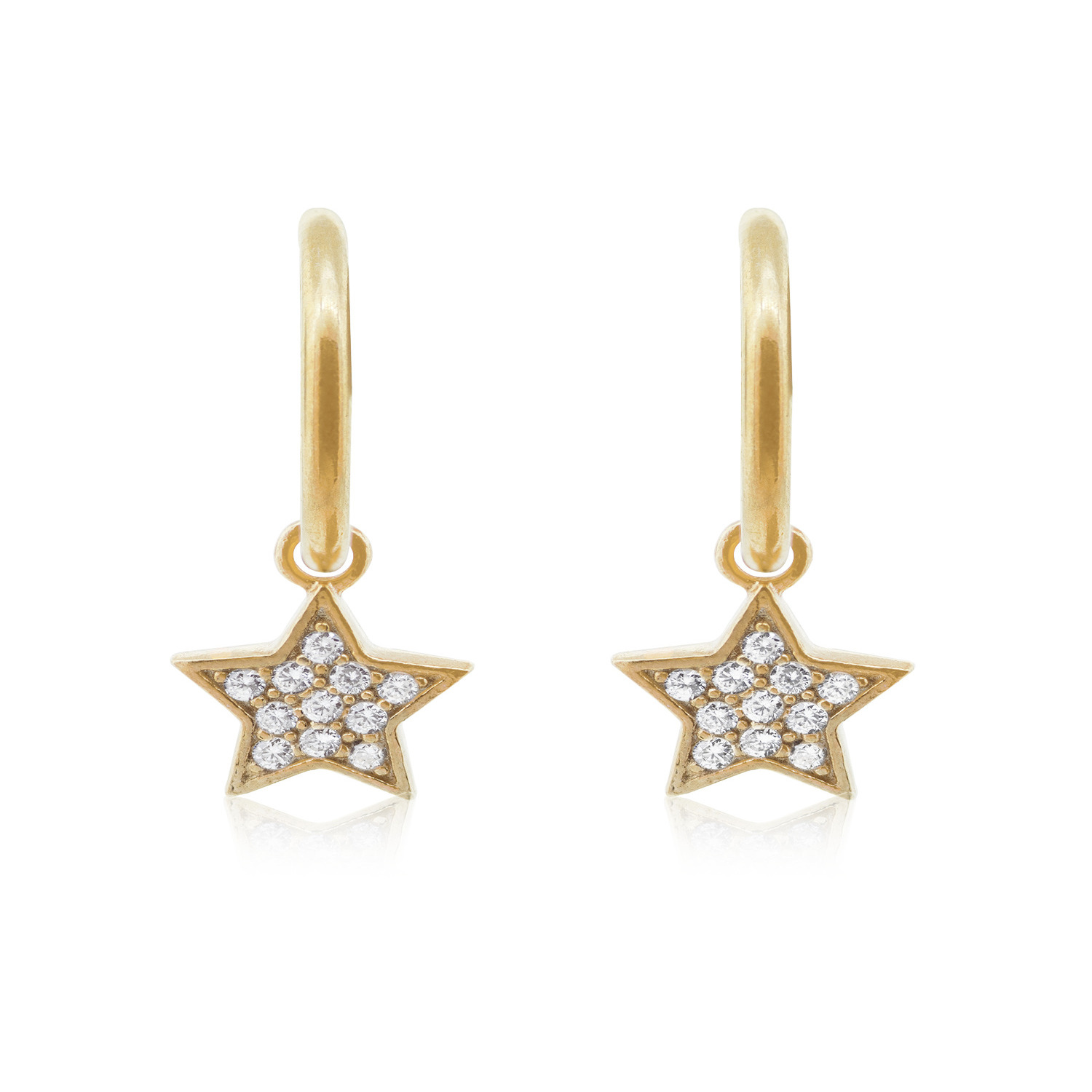 Aros de Plata Esterlina 925 Argollas Estrella Revestido en Oro 18kt 1