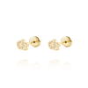 Aros de Oro 18kt Circón Flor 5 petalos