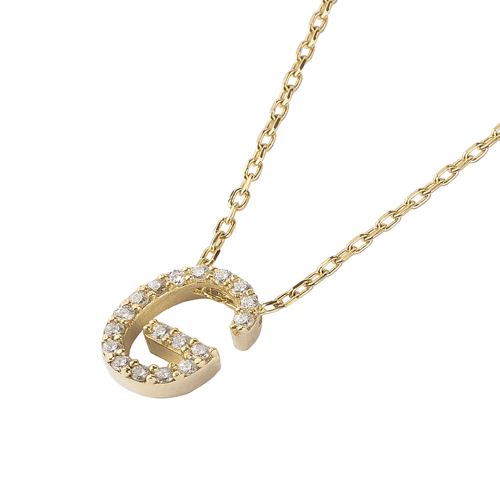 Collar de Plata Esterlina 925 Letra G Brillo Revestido en Oro 18kt 1