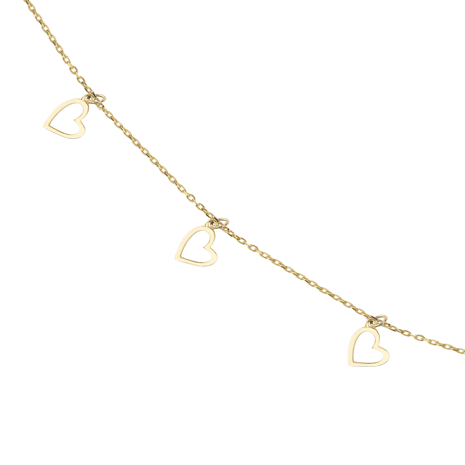 Pulsera Oro Amarillo 18kt Corazones Colgantes 2