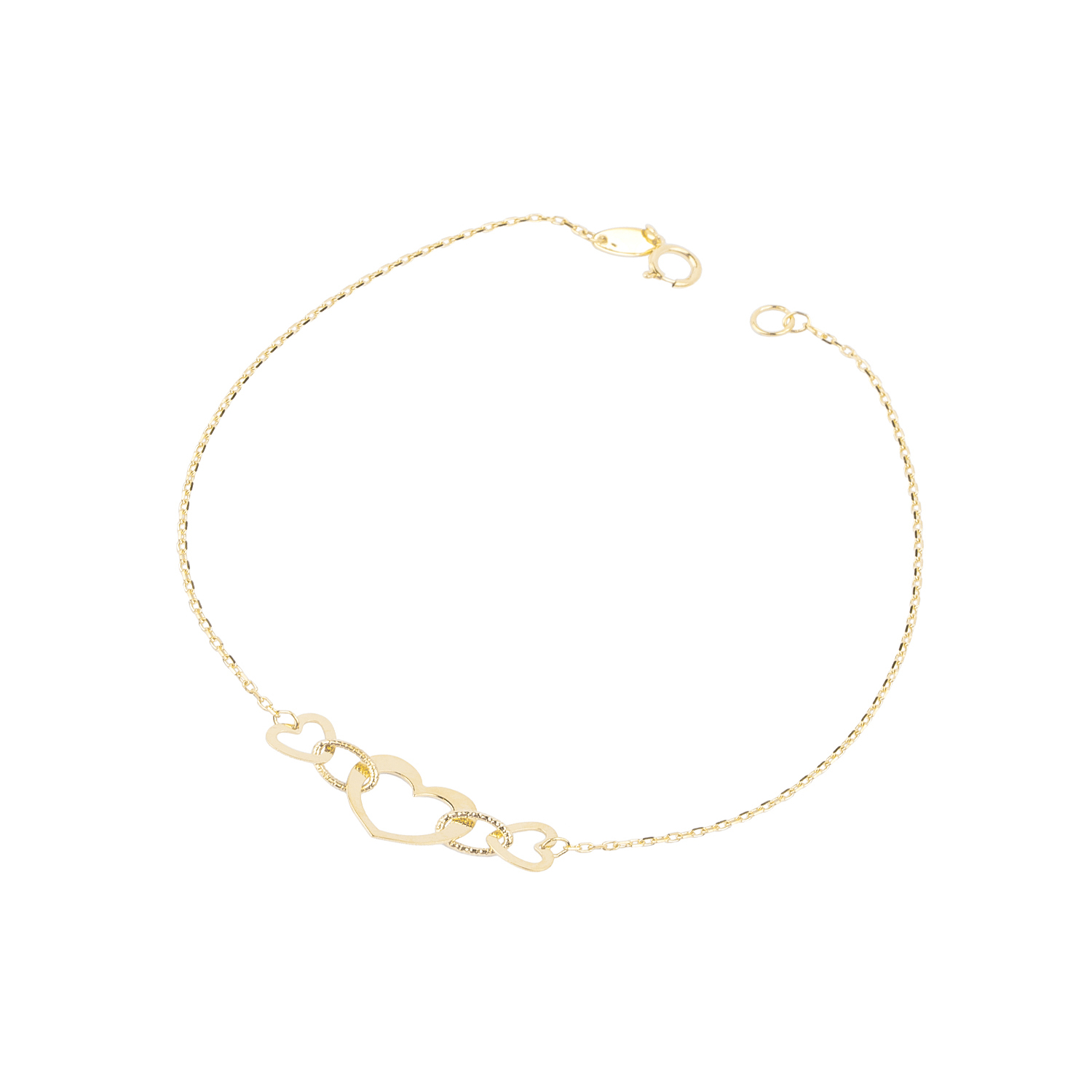 Pulsera de Oro 18kt Triple Corazon 1